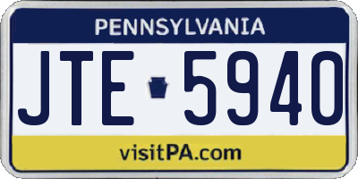PA license plate JTE5940