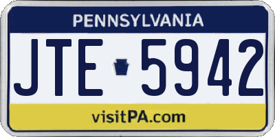 PA license plate JTE5942