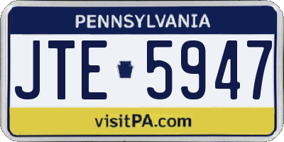 PA license plate JTE5947