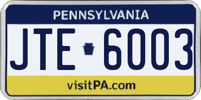 PA license plate JTE6003