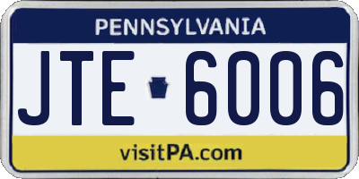 PA license plate JTE6006