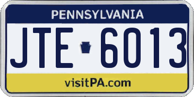 PA license plate JTE6013