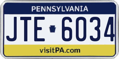 PA license plate JTE6034