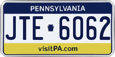 PA license plate JTE6062