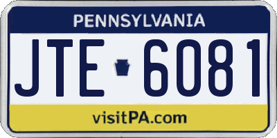 PA license plate JTE6081