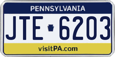 PA license plate JTE6203