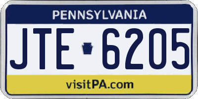 PA license plate JTE6205