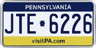 PA license plate JTE6226