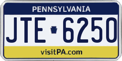 PA license plate JTE6250