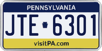 PA license plate JTE6301