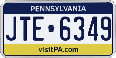 PA license plate JTE6349