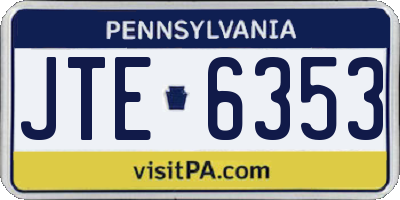 PA license plate JTE6353