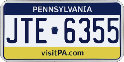 PA license plate JTE6355