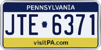 PA license plate JTE6371