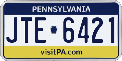 PA license plate JTE6421