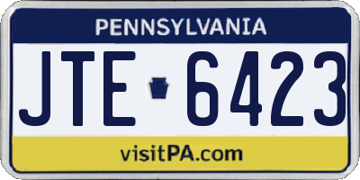 PA license plate JTE6423