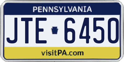 PA license plate JTE6450