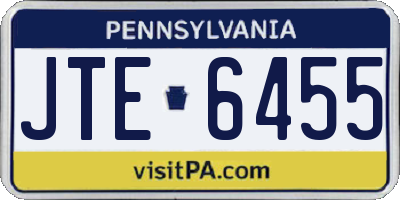 PA license plate JTE6455