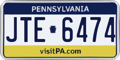 PA license plate JTE6474