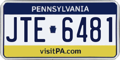 PA license plate JTE6481
