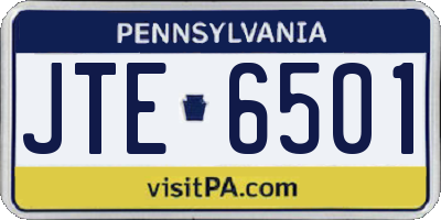 PA license plate JTE6501