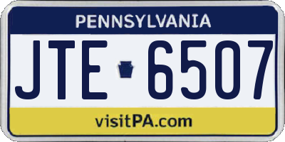 PA license plate JTE6507