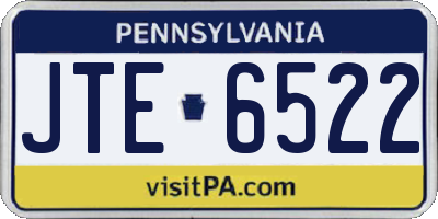 PA license plate JTE6522