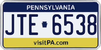 PA license plate JTE6538