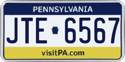 PA license plate JTE6567