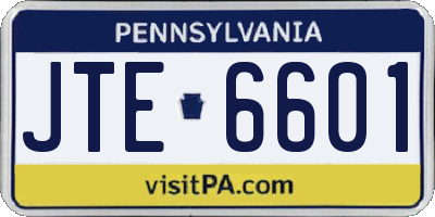 PA license plate JTE6601