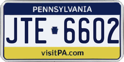 PA license plate JTE6602
