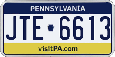 PA license plate JTE6613