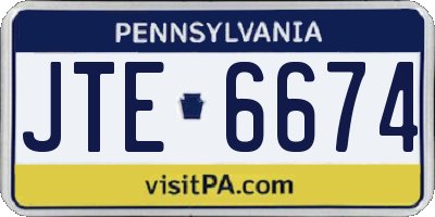 PA license plate JTE6674