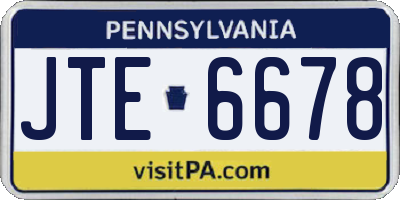 PA license plate JTE6678