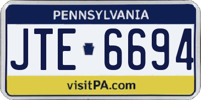 PA license plate JTE6694