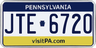 PA license plate JTE6720