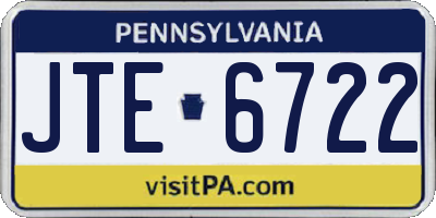 PA license plate JTE6722
