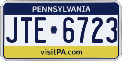 PA license plate JTE6723