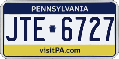 PA license plate JTE6727