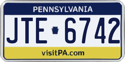 PA license plate JTE6742