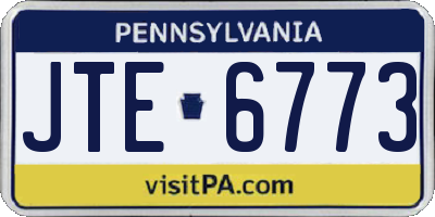 PA license plate JTE6773