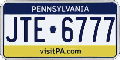 PA license plate JTE6777