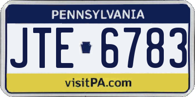 PA license plate JTE6783