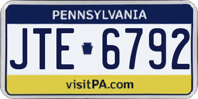 PA license plate JTE6792