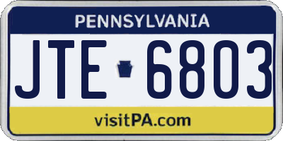 PA license plate JTE6803