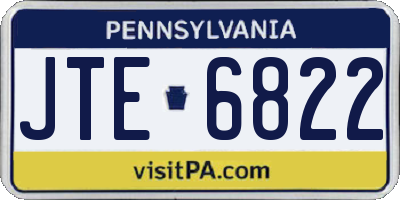PA license plate JTE6822
