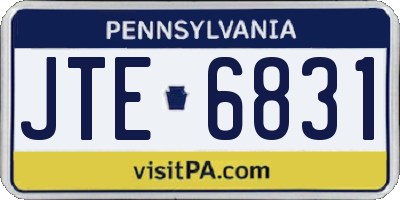 PA license plate JTE6831