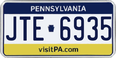 PA license plate JTE6935