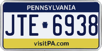 PA license plate JTE6938