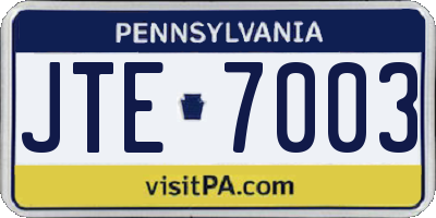 PA license plate JTE7003